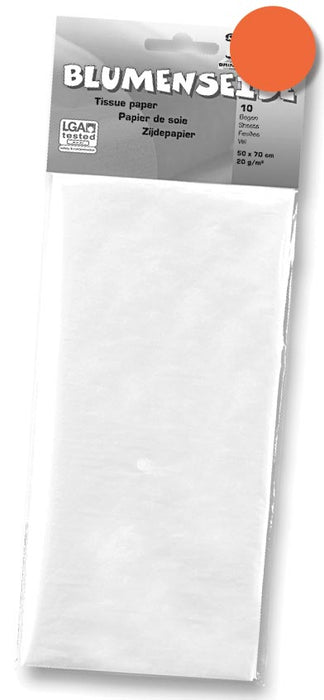 Folia zijdepapier oranje met 20 g/m² papier – 50 x 70 cm, 26 vel