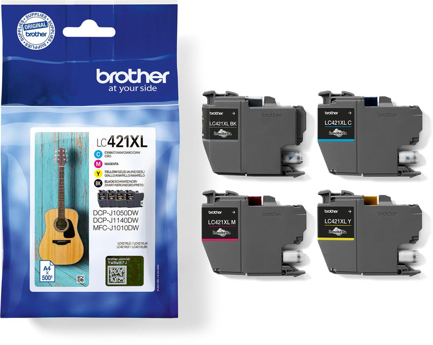 Brother inktcartridge,  500 pagina's, OEM LC-421XLVAL, 4 kleuren - Inktcartridge voor Brother-printers, 500 pagina's, OEM LC-421XLVAL, 4 kleuren