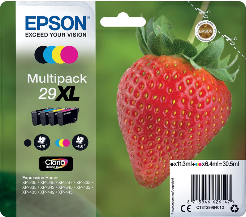 Epson inktcartridge 29XL, 450-470 pagina's, OEM C13T29964012, 4 kleuren Inktcartridge voor Epson XP 235/335