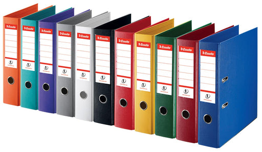 Esselte ordner,Power N°1 geassorteerde kleuren: 2 x rood, groen, blauw, wit en zwart, rug van 5 cm 10 stuks, OfficeTown