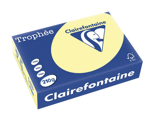 Clairefontaine Trophée Pastel, gekleurd papier, A4, 210 g, 250 vel, kanariegeel 4 stuks, OfficeTown