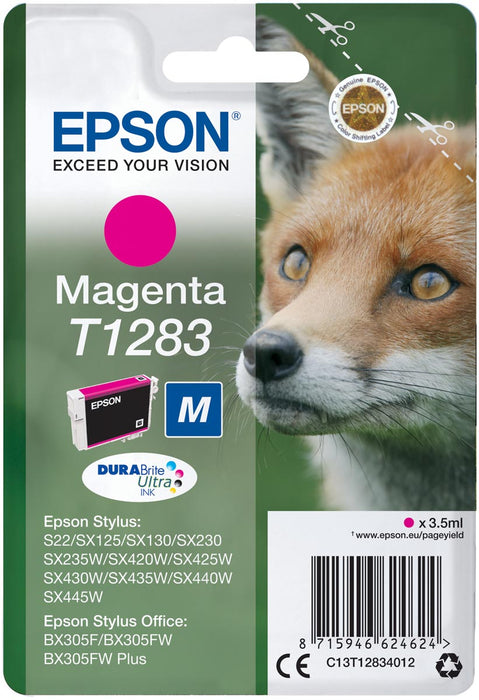 Inktcartridge Epson T1283, 140 pagina's, OEM C13T12834012, magenta