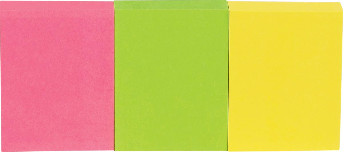 Pergamy notities, ft 38 x 51 mm, pak van 3, neon geel, neon roze en neon groen