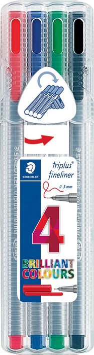 Staedtler fineliner Triplus geassorteerde kleuren, opstelbare box met 4 stuks