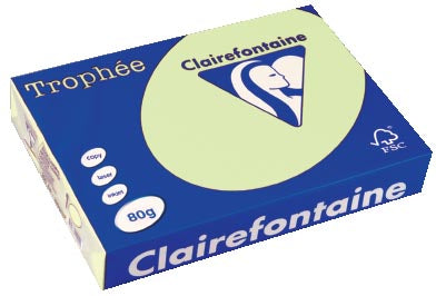 Clairefontaine Trophée gekleurd papier, A4, 80 g, 500 vel, lichtgroen 5 stuks, OfficeTown