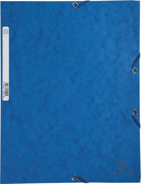 Exacompta elastomap van karton, A4-formaat, 3 kleppen, set van 3 in 3 tinten blauw (Oceaan)