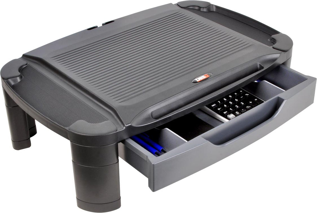 Desq monitorstandaard, Xlarge, met lade, zwart - OfficeTown