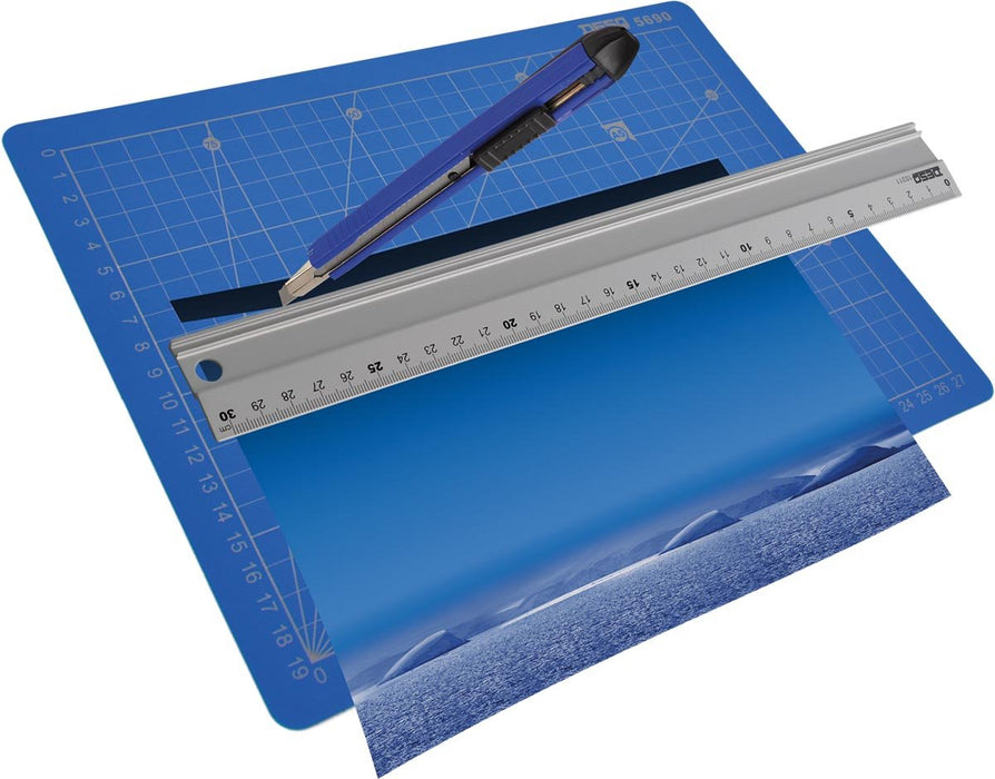 Desq Professionele snijmat, blauw, 22 x 30 cm met grafische verdeling per cm - OfficeTown