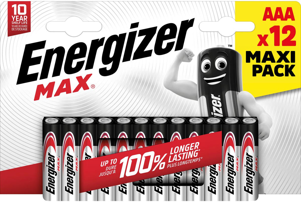 Energizer AAA Max batterijen, blisterverpakking met 12 stuks