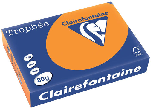 Clairefontaine Trophée Intens, gekleurd papier, A4, 80 g, 500 vel, fluo oranje 5 stuks, OfficeTown