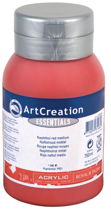 Talens Art Creation acrylverf 750 ml flacon, medium naftolrood met sneldrogende eigenschappen