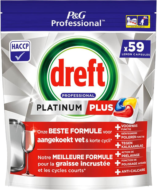 Dreft vaatwasmiddel Platinum Plus Lemon, pak van 59 capsules - OfficeTown