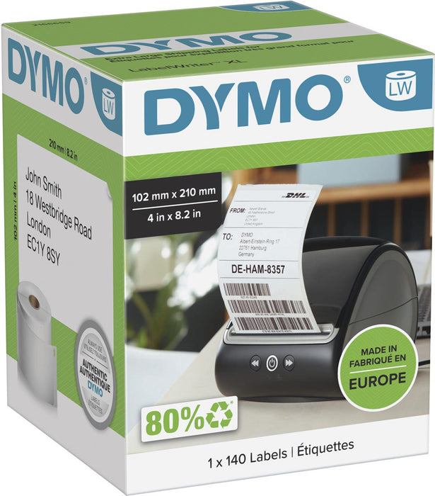 Dymo etiketten LabelWriter ft 102 x 210 mm (DHL), wit, 140 etiketten - OfficeTown