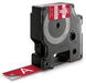 Dymo RHINO vinyltape 19 mm, wit op rood - OfficeTown