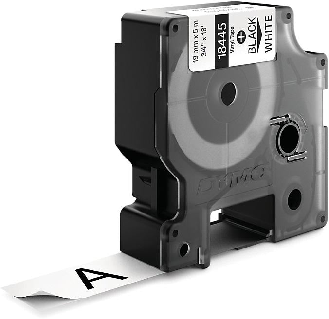 Dymo RHINO vinyltape 19 mm, zwart op wit - OfficeTown