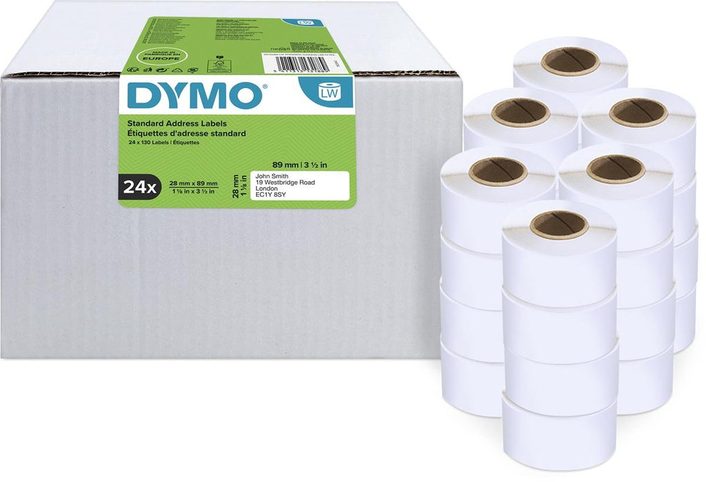 Dymo Waardepack: Etiketten LabelWriter ft 89 x 28 mm, wit, doos van 24 x 130 etiketten - OfficeTown