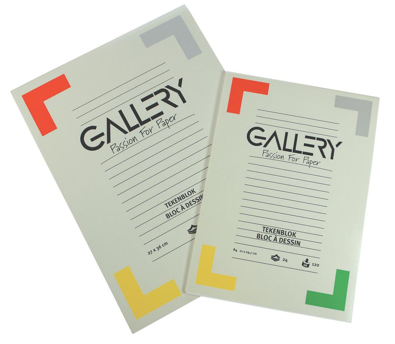 Gallery tekendblok, zonder hout papier, 120 g/m², afm. 27 x 36 cm, blok van 24 vellen