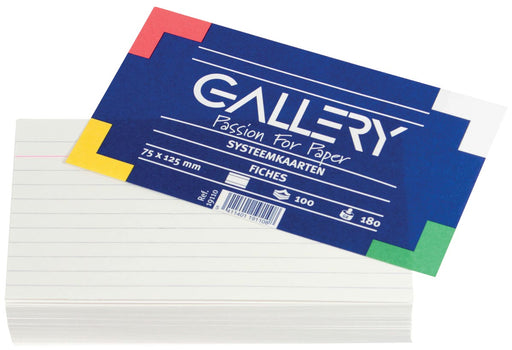 Gallery witte systeemkaarten, ft 7,5 x 12,5 cm, gelijnd, pak van 100 stuks 10 stuks, OfficeTown