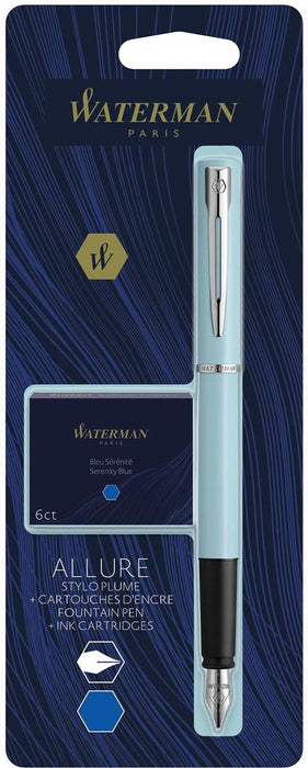 Waterman vulpen Allure Pastel fijne punt, inclusief 6 inktpatronen, op blister