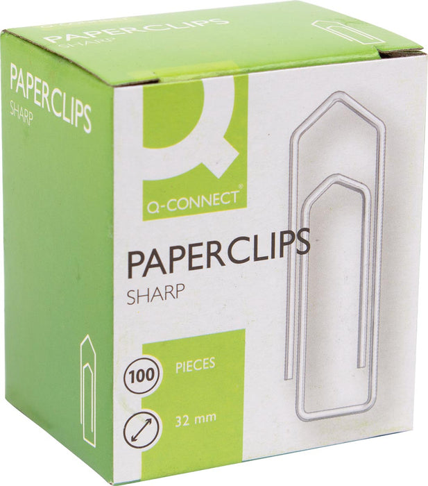 Q-CONNECT klemmen voor papier, 32 mm, 100 stuks per doos Q-CONNECT