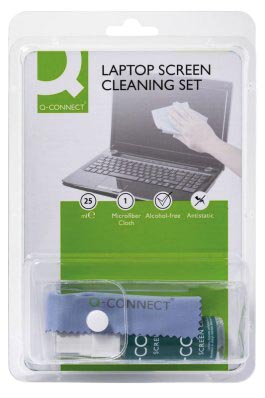 Q-CONNECT reinigingsspray voor scherm en toetsenbord inclusief doek pompspray van 25 ml 12 stuks, OfficeTown
