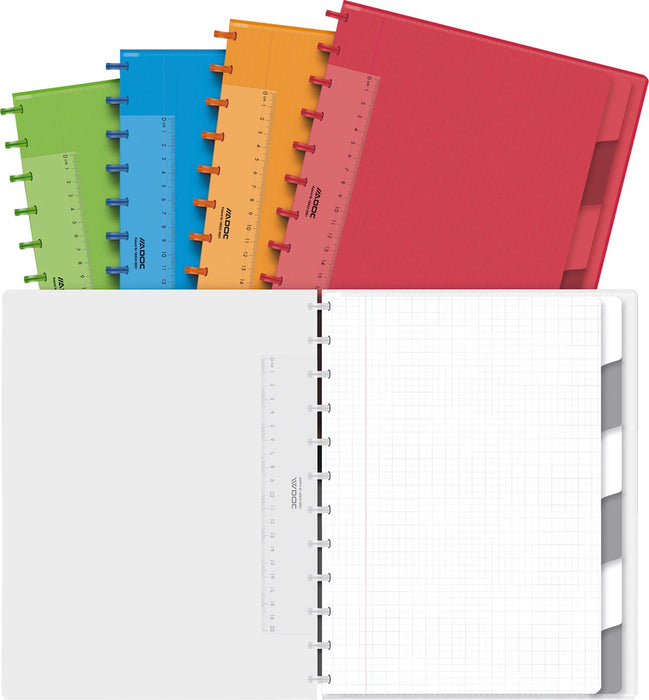 Adoc Colorlines notitieboek, A4-formaat, 144 pagina's, geruit 5 mm, diverse kleuren, 8 stuks
