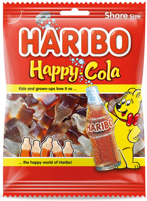 Haribo snoep happy cola, zakje van 185 g, 20 stuks