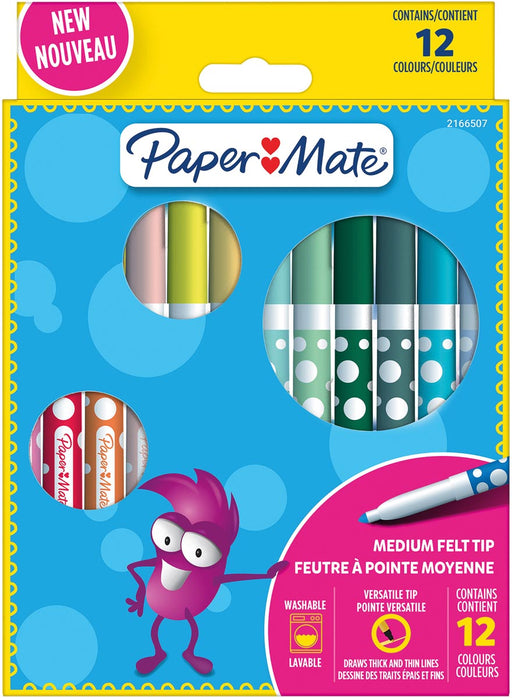Paper Mate uitwasbare viltstift, blister van 12 stuks 12 stuks, OfficeTown