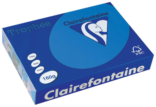 Clairefontaine Trophée Intens, gekleurd papier, A4, 160 g, 250 vel, turkoois 4 stuks, OfficeTown