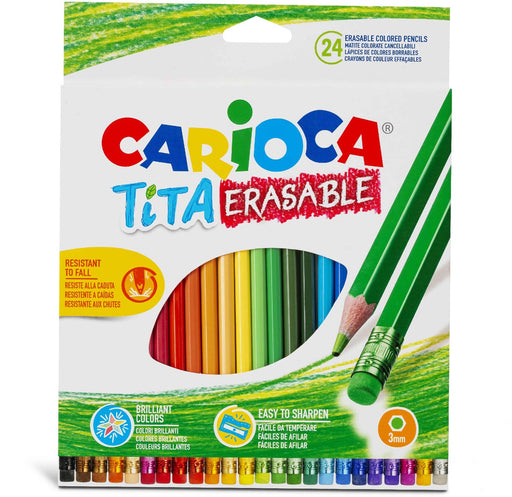 Carioca kleurpotlood met gum Tita, 24 stuks in een kartonnen etui 6 stuks, OfficeTown