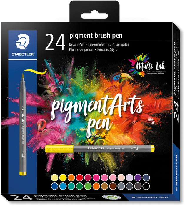 Staedtler Pigment Kunst brush pen, set van 24 kleuren