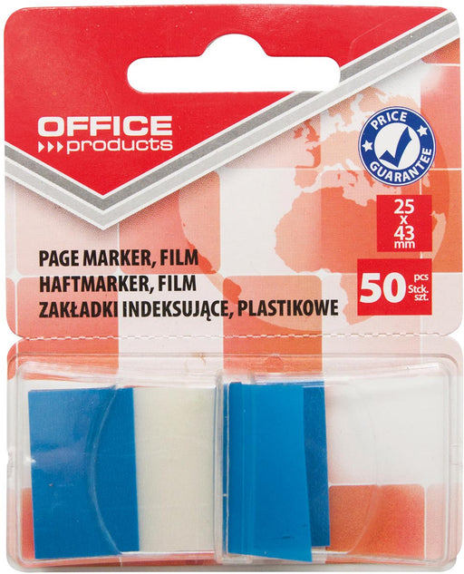 Office Products index, 25 x 43 mm, blister van 50 tabs, blauw 24 stuks, OfficeTown