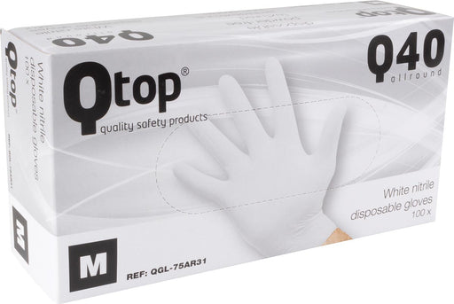 Handschoenen uit nitril,  medium, wit, doos van 100 stuks 10 stuks, OfficeTown