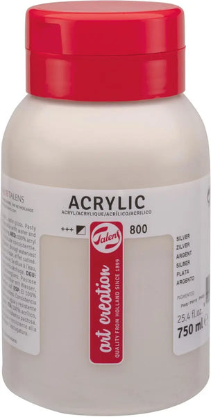 Talens Art Creation acrylverf, 750 ml flacon, zilver met sneldrogende en watervaste eigenschappen