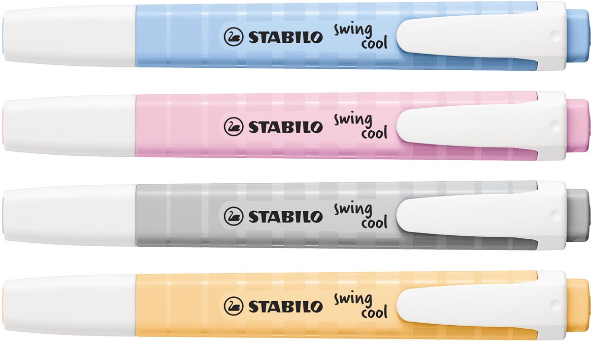 STABILO swing cool markeerstift in pastelkleuren, set van 4 stuks, assorti
