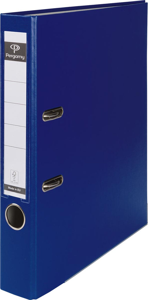 Pergamy ordner, voor ft A4, uit PP en papier, met beschermrand, rug van 5 cm, donkerblauw 25 stuks, OfficeTown