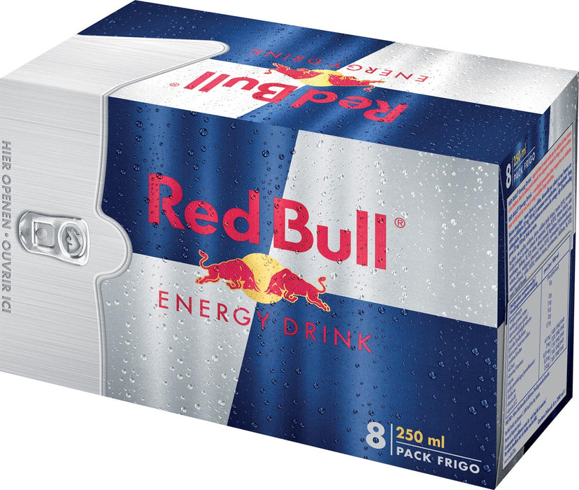 Red Bull energiedrank, regulier, 25 cl blik, verpakking van 8 stuks
