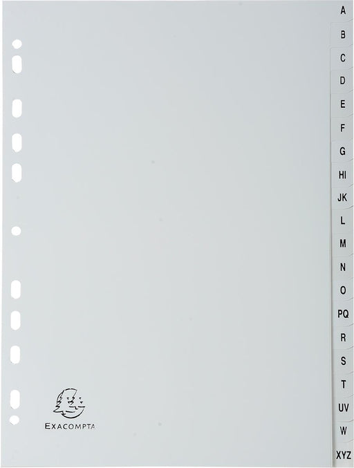Exacompta tabbladen voor ft A4, uit PP, van A tot Z, 20 tabs, grijs 20 stuks, OfficeTown