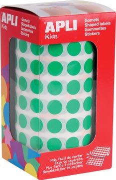 Apli Kids stickers op rol, groene cirkels met een diameter van 10,5 mm