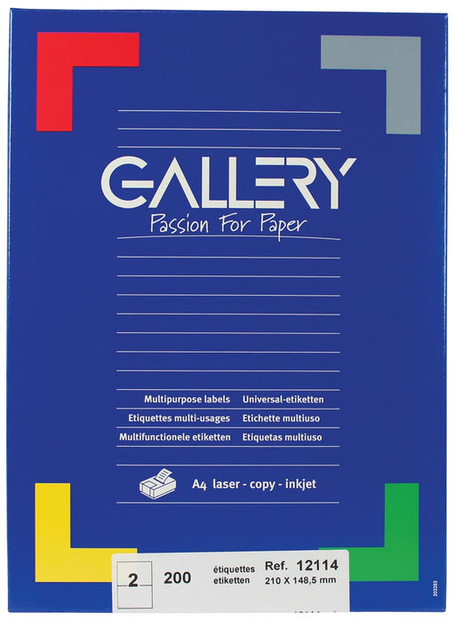 Gallery witte etiketten ft 210 x 148,5 mm (b x h), rechte hoeken, doos van 200 etiketten 5 stuks, OfficeTown
