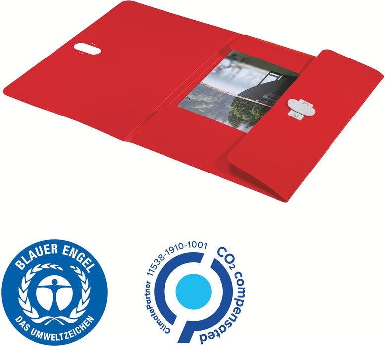 Leitz Recycle klepmap, rood, ft A4, 150 vel, Blauwe Engel en Klimaat Neutraal