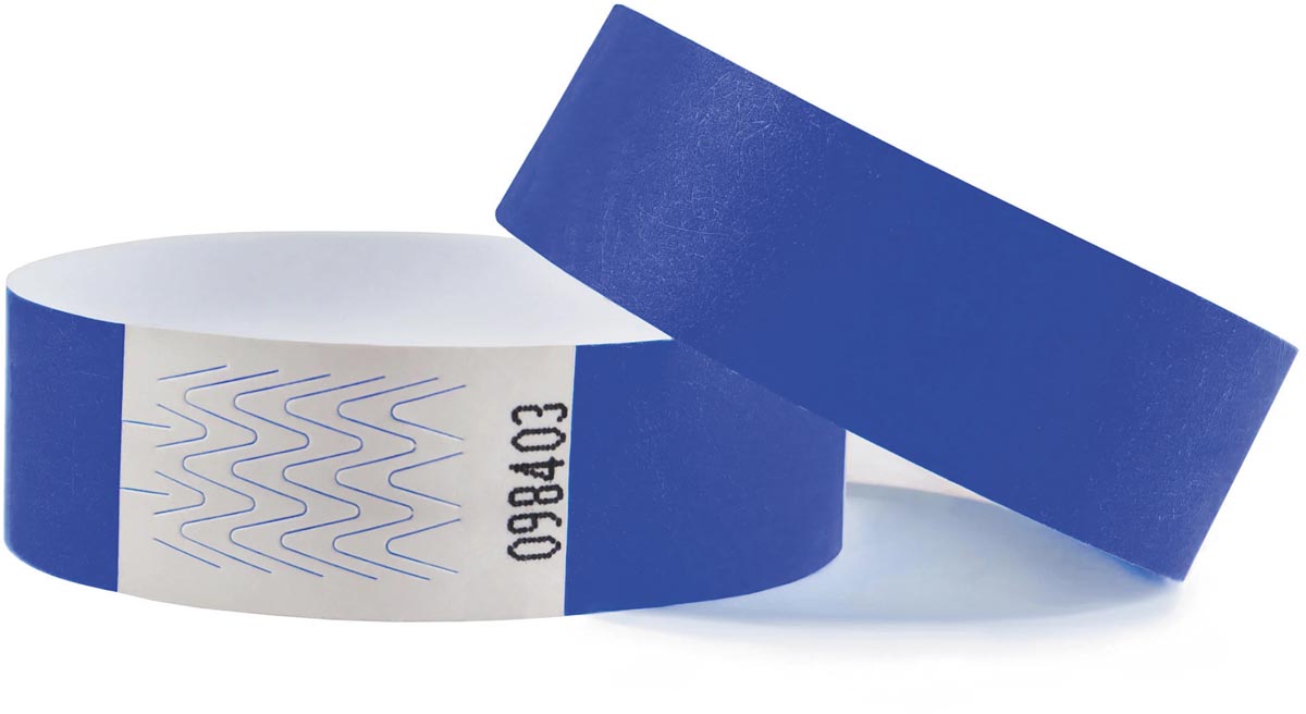 Combicraft Tyvek polsbandjes, blauw, verpakking van 100 stuks