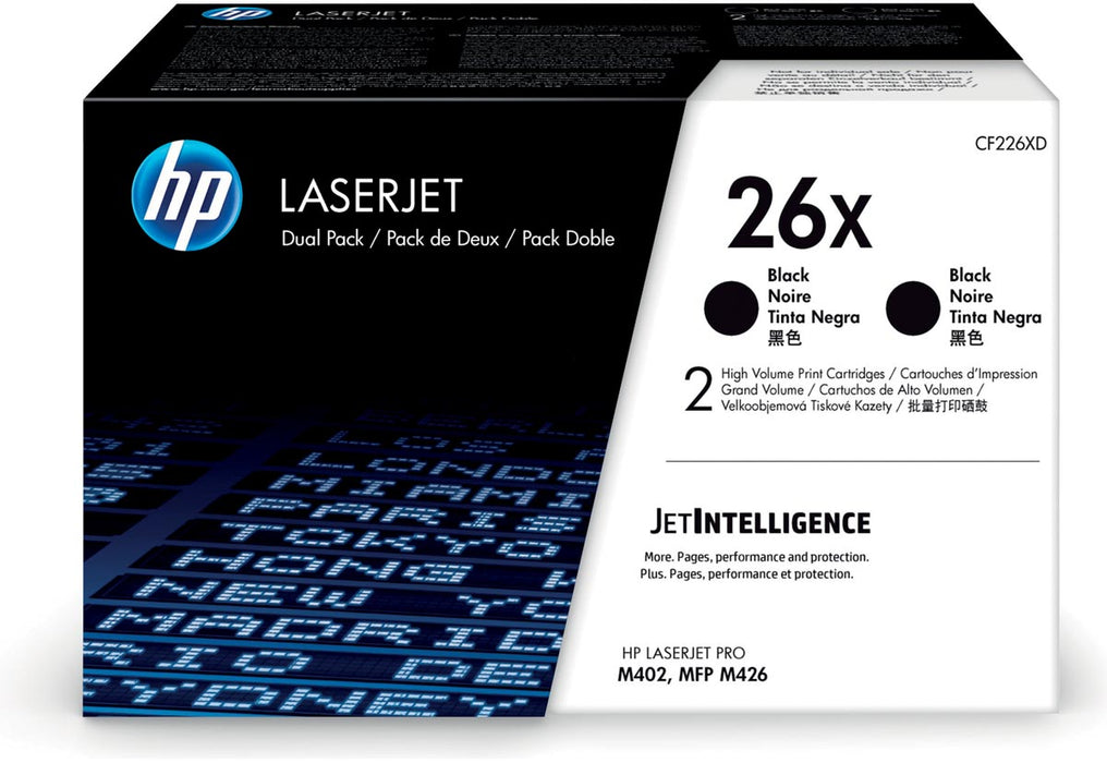 HP toner 26X, 9.000 pagina's, OEM CF226XD, zwart, duopack Toner Geschikt voor: LaserJet Pro M 400 Series/MFP M 420 Series/M 402