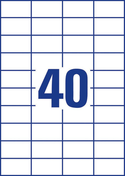 Avery Zweckform 3651, Universele etiketten , Ultragrip, wit, 100 vel, 40 per vel, 52,5 x 29,7 mm