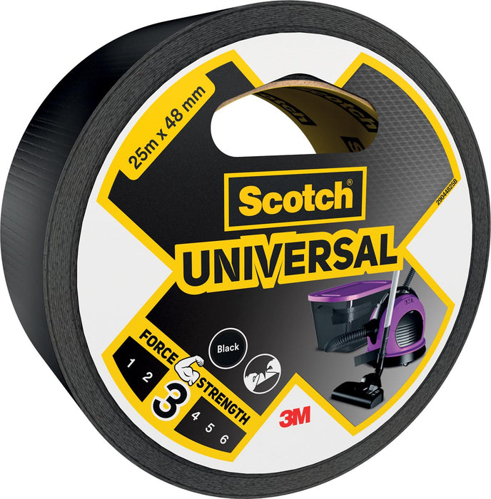 Scotch universele ducttape ft 48 mm x 25 m, zwart met snelle hechting