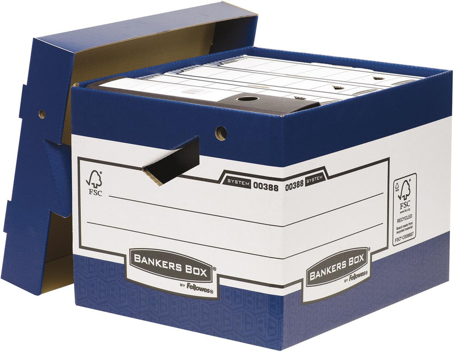 Bankiers Box archiefdoos, maat 33,3 x 29,2 x 40,4 cm, blauw 10 stuks
