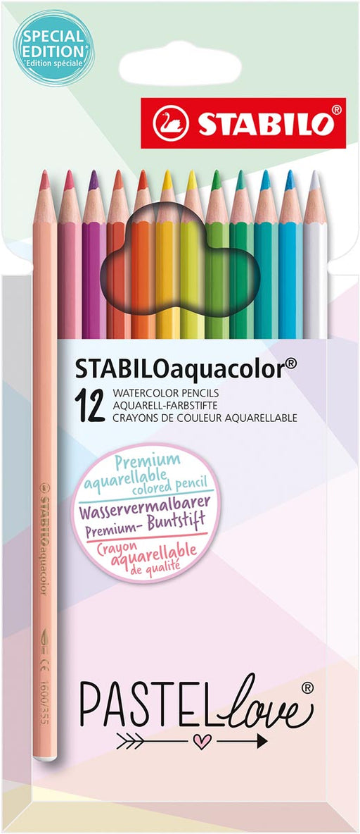 STABILOaquacolor kleurpotlood, pastel, etui van 12 stuks, assorti 6 stuks, OfficeTown