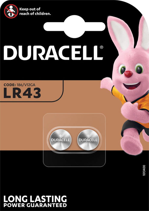 Duracell LR43 Knoopcel Electronics, 1,5 V, 2 stuks