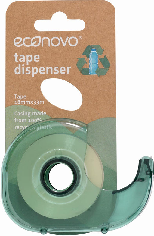 Econovo plakband, met afroller, 18 mm x 33 m, op blister in kraft - OfficeTown