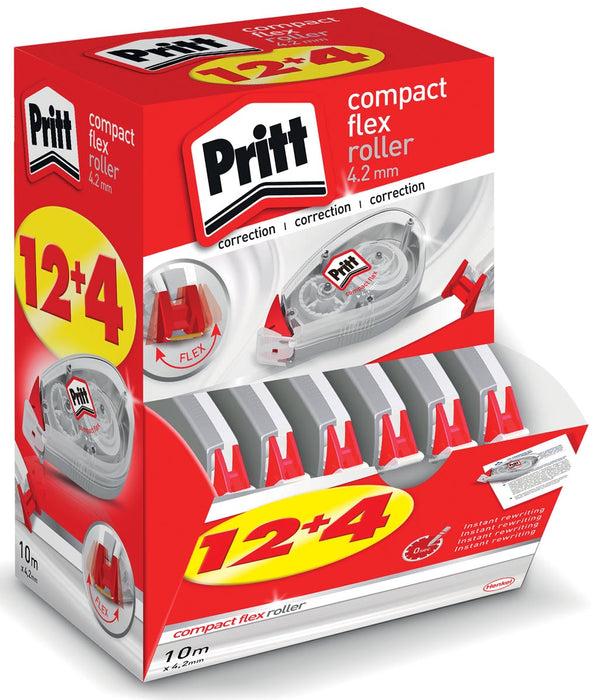 Pritt correctieroller Compact Flex 4,2 mm x 10 m, doos 12 + 4 gratis